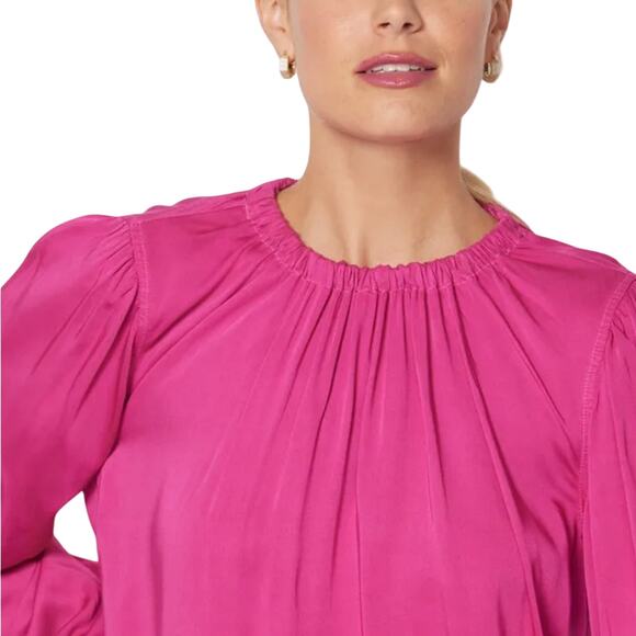 Cloth & Stone Lux Satin Banded Blouse, Pink, Women’s S - Picture 6 of 7